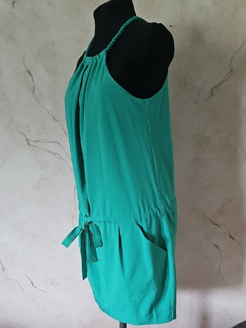 Rachel Rachel Roy Vibrant Green Sleeveless Halter Dress with Pockets Small - Picture 4 of 13